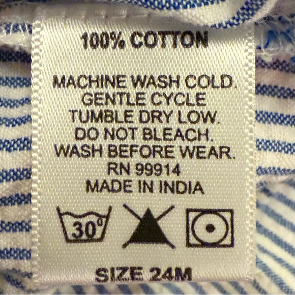 Sophie and Sam Lobster Print Seersucker Toddler Romper | 24M | Blue/White - Picture 4 of 5